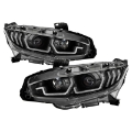 Picture of Spyder Honda Civic 16- 2DR-4DR-Hatchback Projector Headlights - Black PRO-YD-HC16SI-SEQGR-BK