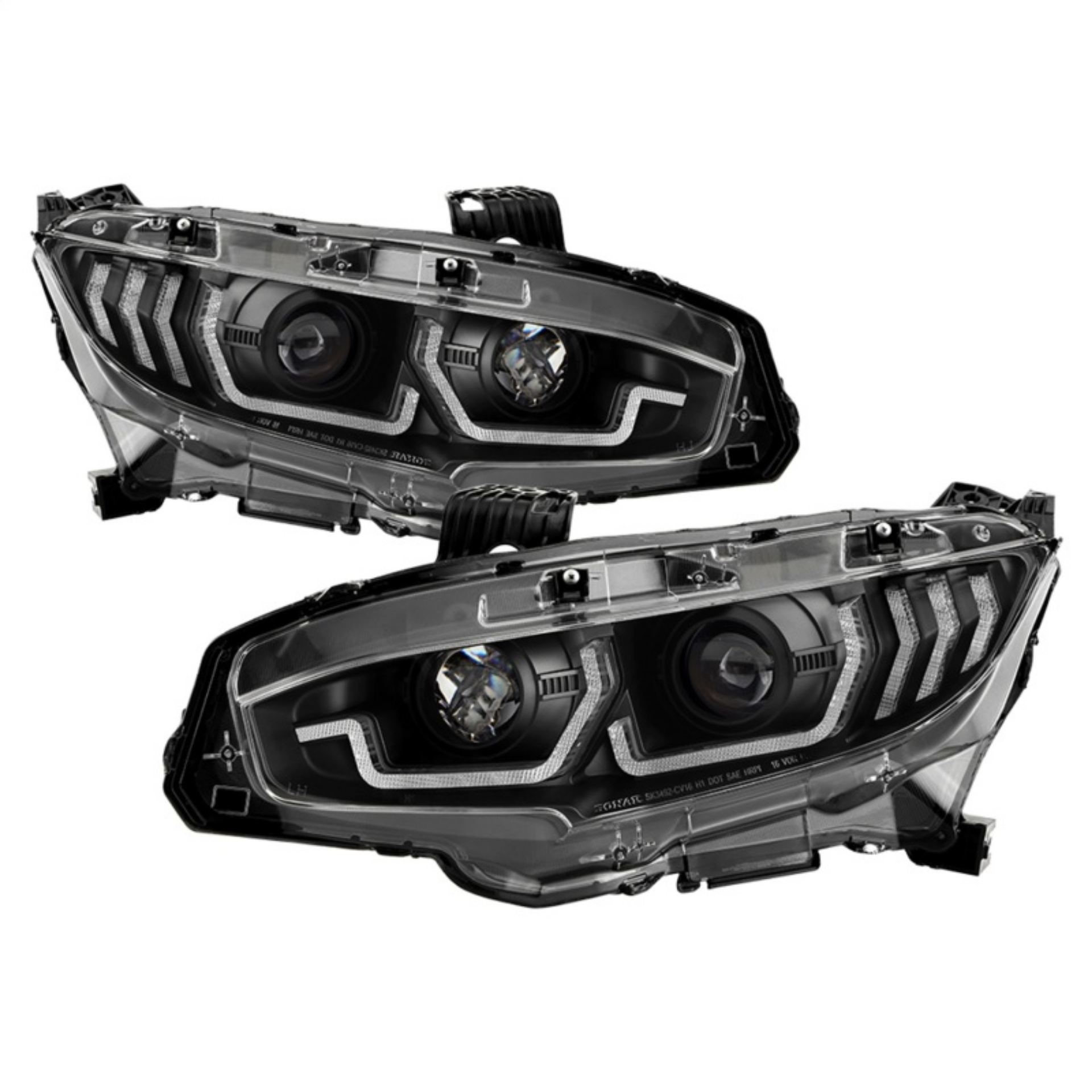 Picture of Spyder Honda Civic 16- 2DR-4DR-Hatchback Projector Headlights - Black PRO-YD-HC16SI-SEQGR-BK