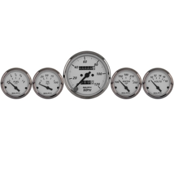 Picture of Autometer Silver 5 Pc Kit Box w- Mech- Speedo - Elec Oil Press - Water Temp - Volt - Fuel Level