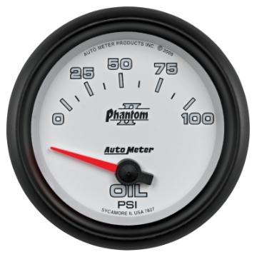 Picture of Autometer Phantom II 2 5-8in 0-100 PSI Short Sweep Electronic Oil Pressure Gauge