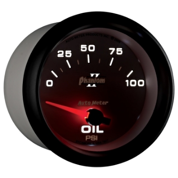 Picture of Autometer Phantom II 2 5-8in 0-100 PSI Short Sweep Electronic Oil Pressure Gauge