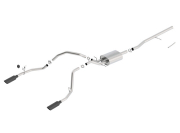 Picture of Borla 14 Sierra 1500 C-B S-Type Exhaust-2-75in Into Dual 2-25in Out 4in Split Rear Exit-Black Chrome