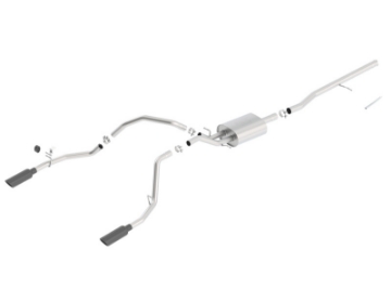 Picture of Borla 14 Silv-Sierra C-B Exhaust ATAK 1500 5-3L V8 AT-MT 2&4WD Ext Cab 78-7 WB - Black Chrome
