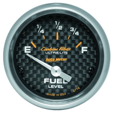 Picture of Autometer Carbon Fiber 52mm 0E-90F Short Sweep Electronic Fuel Level Gauge