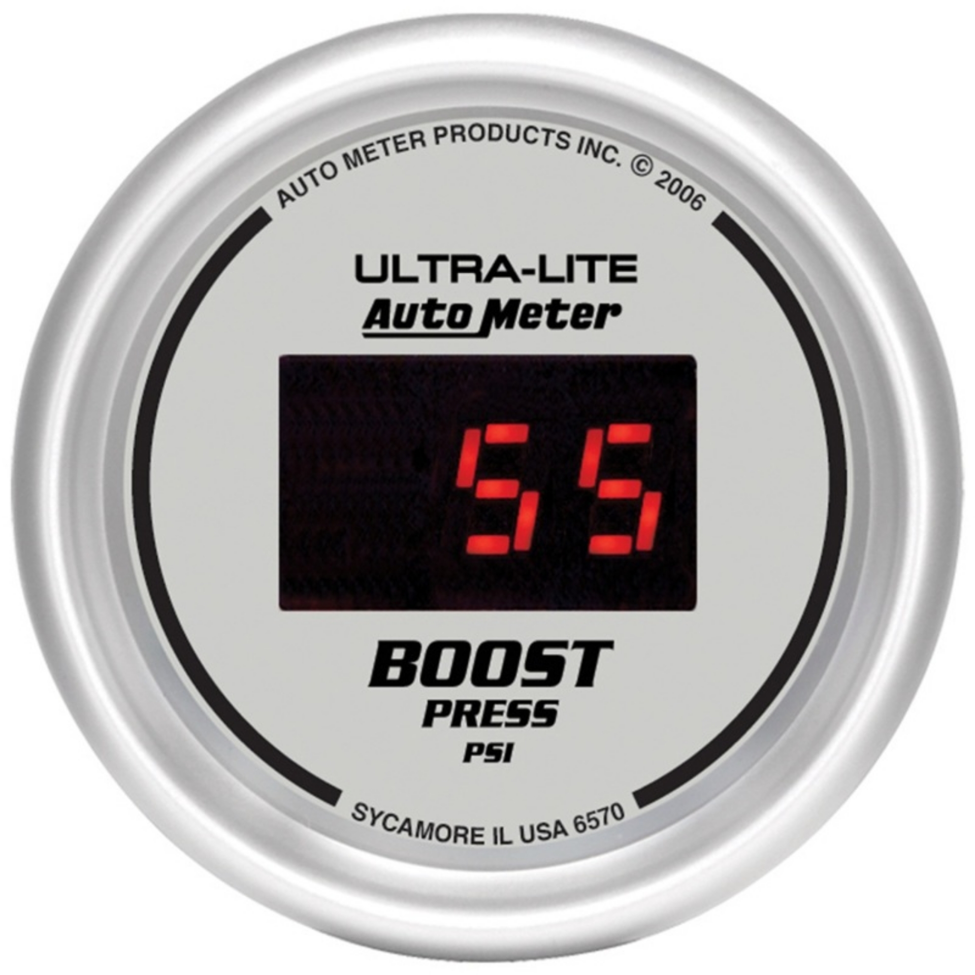 Picture of Autometer Ultra-Lite 2-1-16in 5-60 PSI Digital Boost Pressure Gauge - Silver