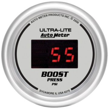 Picture of Autometer Ultra-Lite 2-1-16in 5-60 PSI Digital Boost Pressure Gauge - Silver