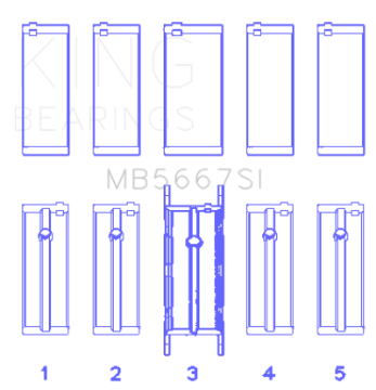 Picture of King Engine Bearings Mini W10B16A-W11B16A Silicon Bi-Metal Aluminum Main Bearing Set - Size +0-25mm