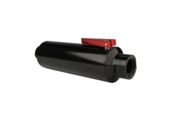 Picture of Aeromotive In-Line AN-12 Filter w-Shutoff Valve 100 Micron SS Element - Black Anodize Finish