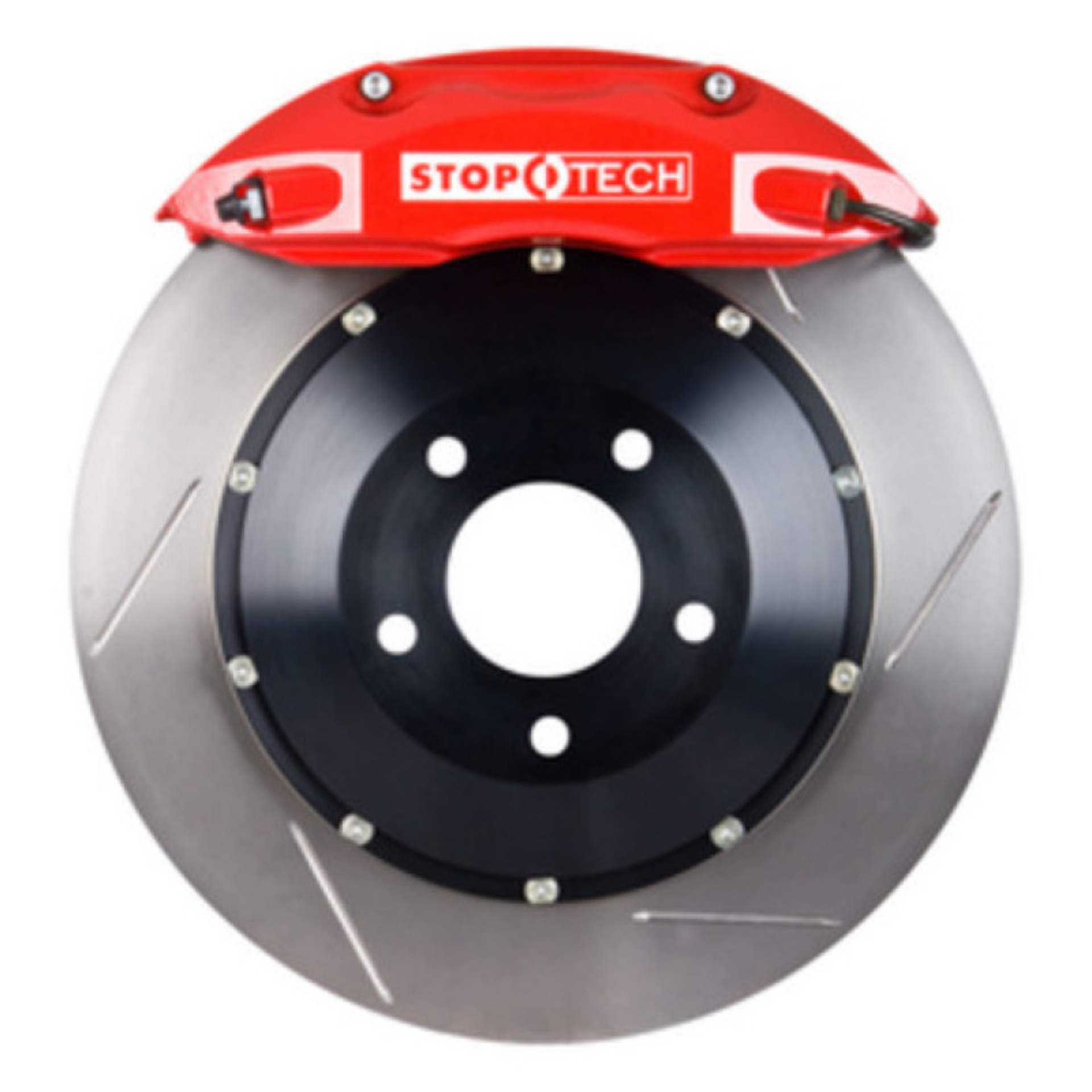 Picture of StopTech BBK 07-09 BMW 335i-335d Rear 345x28 Slotted 2pc Rotors ST-40 Red Calipers
