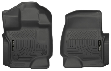 Picture of Husky Liners 15-23 Ford F-150 Super-Super Crew Cab WeatherBeater Black Front Floor Liners