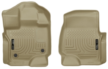 Picture of Husky Liners 15-23 Ford F-150 Super-Super Crew Cab WeatherBeater Tan Front Floor Liners