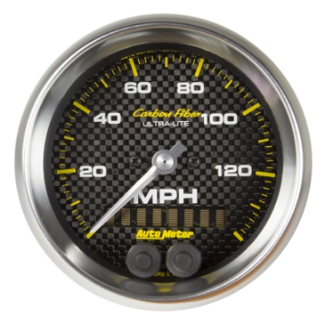 Picture of Autometer Ultra-Lite Carbon Fiber 3-3-8in 140 MPH In-Dash Full Sweep GPS Speedometer