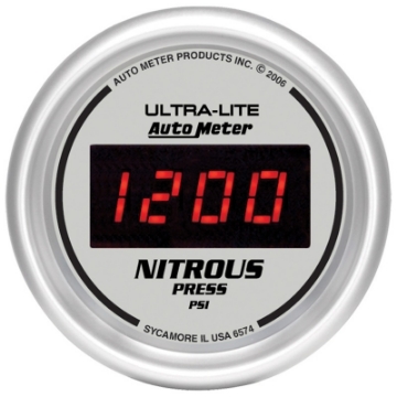 Picture of Autometer Ultra-Lite 2-1-16in 1600 PSI Digital Nitrous Pressure Gauge - Silver