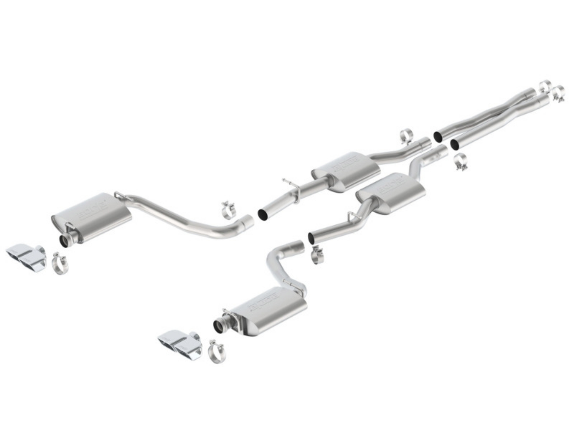 Picture of Borla 15-16 Dodge Challenger R-T 5-7L Dual Rectangle Angle Cut Dual Split Rear Exit S-Type Exhaust