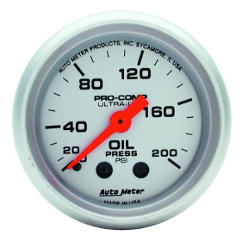 Picture of Autometer Ultra-Lite 52mm 0-200 PSI Mechanical Oil Pressure Gauge