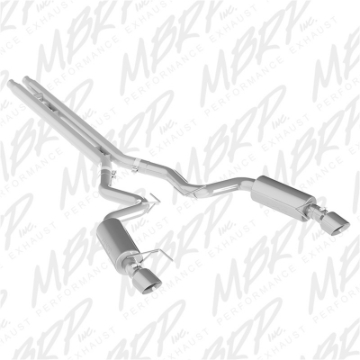 Picture of MBRP 15 Ford Mustang GT 5-0 Convertible T409 3in Cat Back Dual Split Rear Exit Race Version