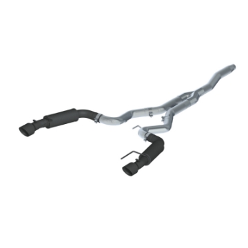 Picture of MBRP 15-19 Ford Mustang EcoBoost 2-3L Black 3in Cat Back Dual Split Rear Exit Race Version