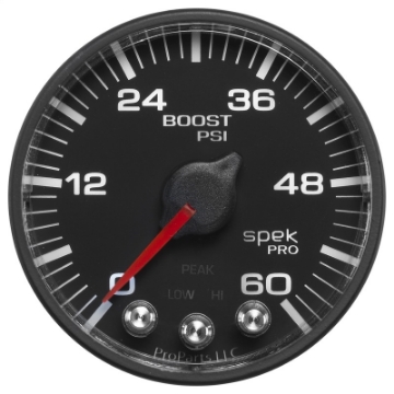 Picture of Autometer Spek-Pro 52-4mm 0-60 PSI Digital Stepper Motor Boost Gauge