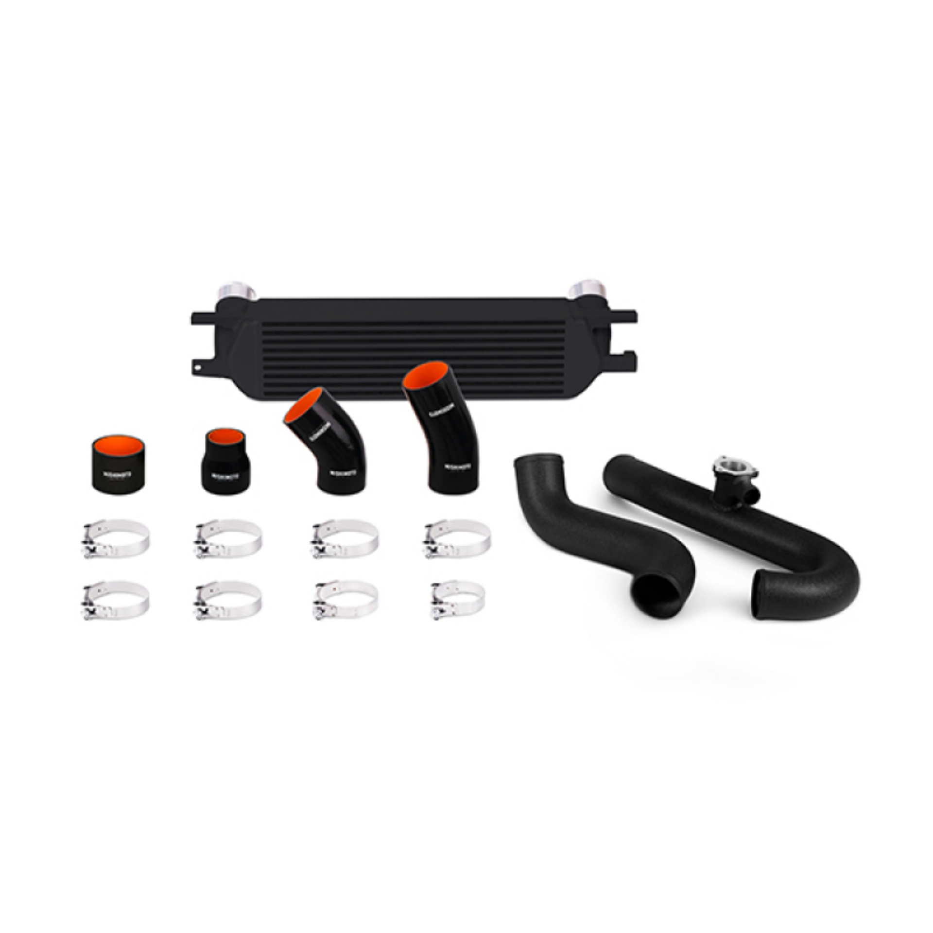 Picture of Mishimoto 2015 Ford Mustang EcoBoost Performance Intercooler Kit - Black Core Wrinkle Black Pipes
