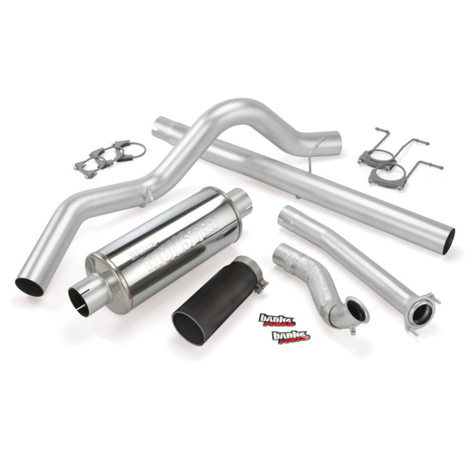 Picture of Banks Power 94-97 Ford 7-3L ECLB Monster Exhaust System - SS Single Exhaust w- Black Tip