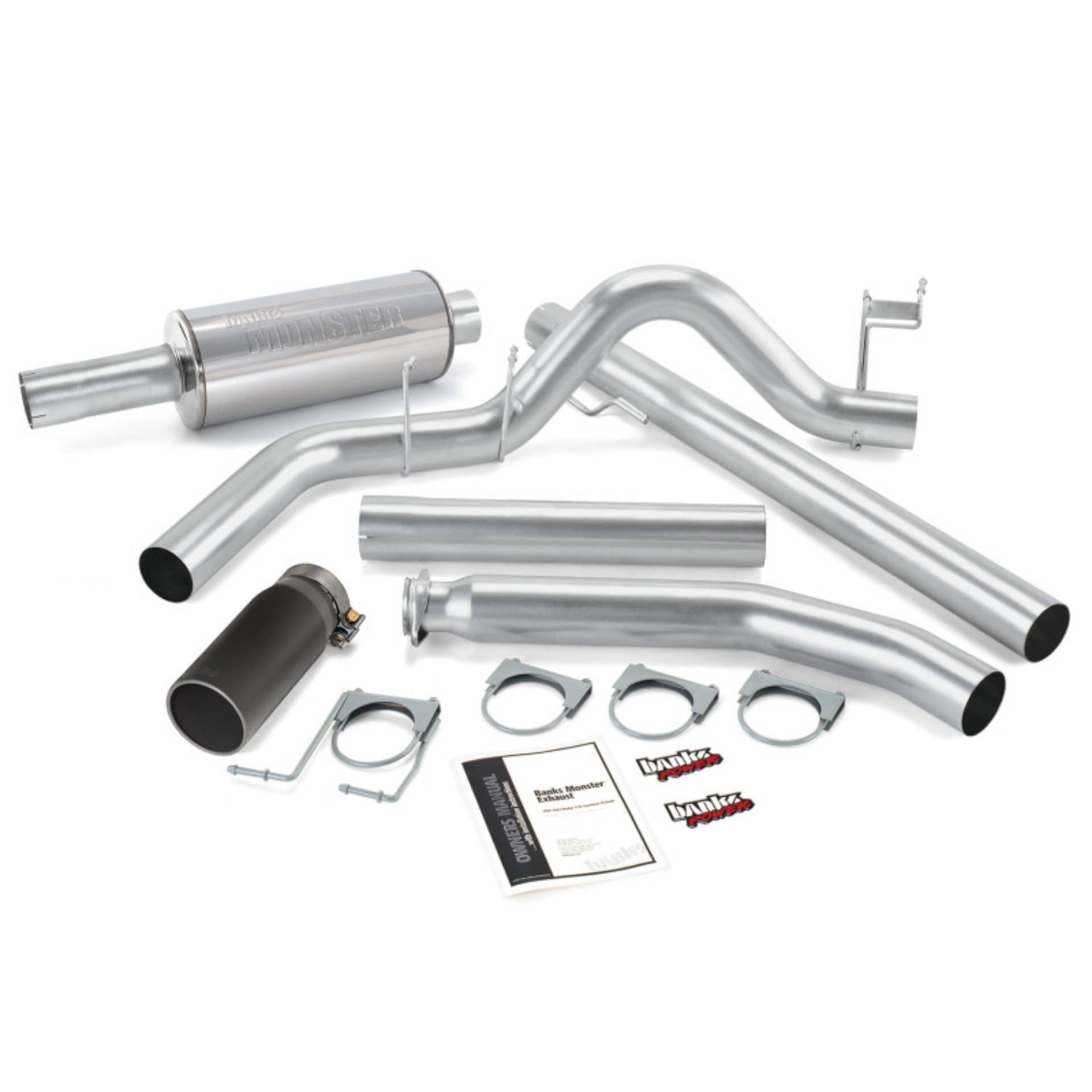 Picture of Banks Power 98-02 Dodge 5-9L Ext Cab Monster Exhaust System - SS Single Exhaust w- Black Tip