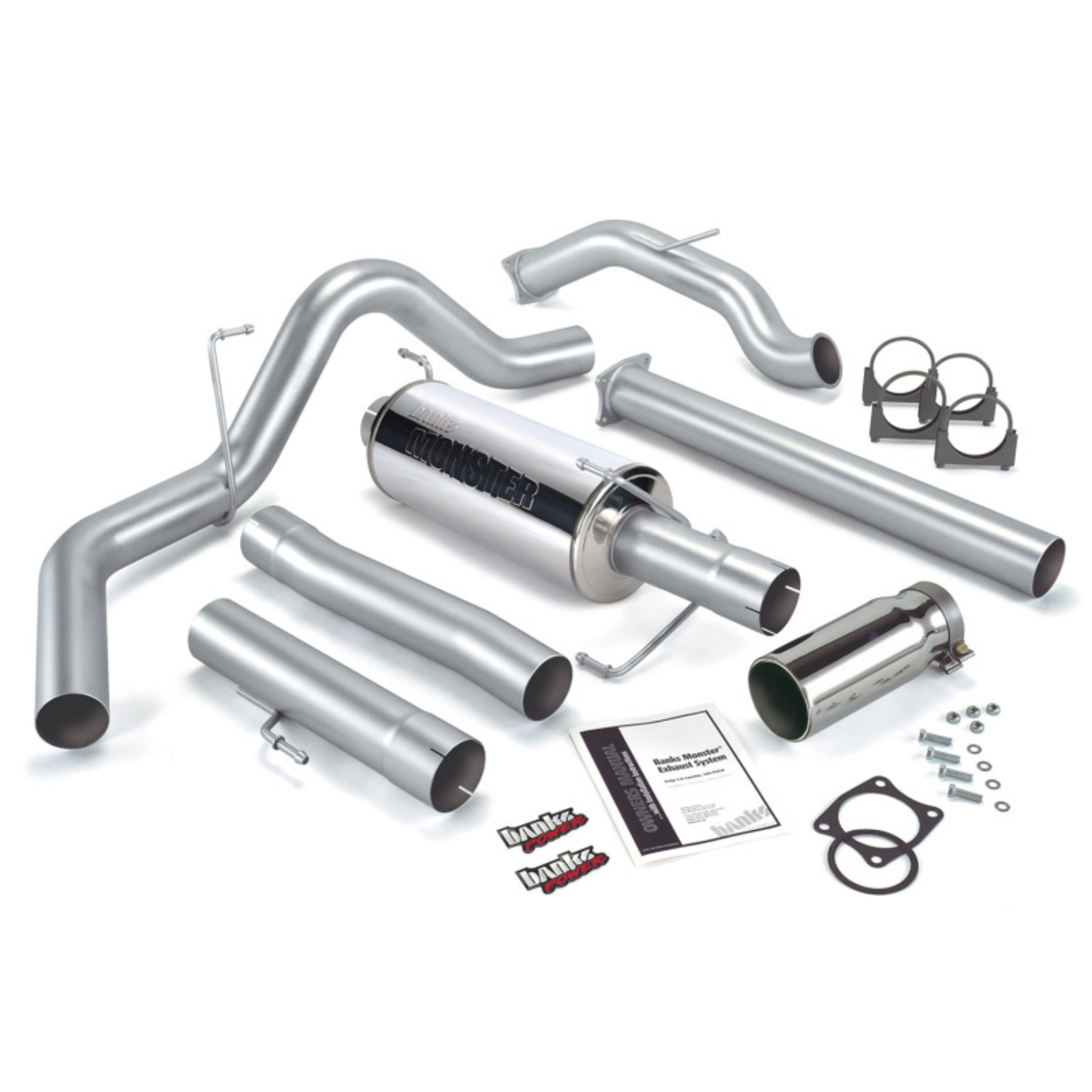 Picture of Banks Power 03-04 Dodge 5-9L CCLB Monster Exhaust Sys - SS Single Exhaust w- Chrome Tip