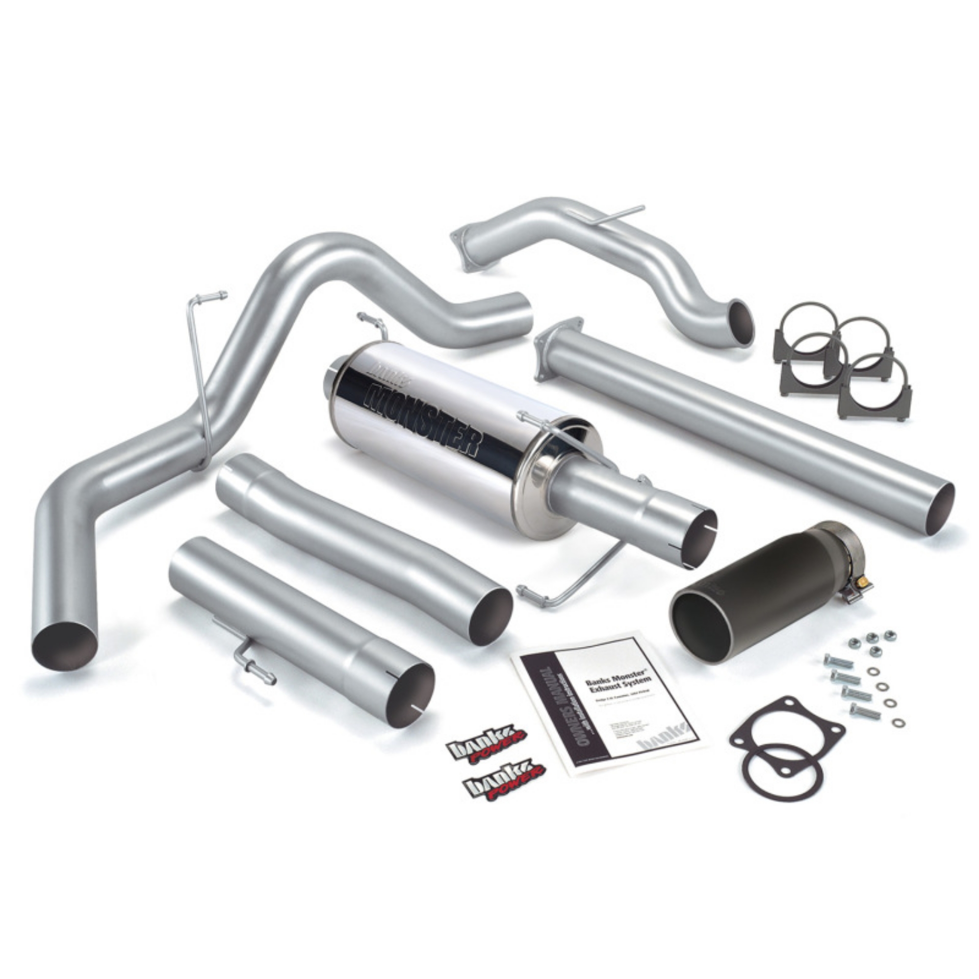 Picture of Banks Power 03-04 Dodge 5-9L CCLB Monster Exhaust Sys - SS Single Exhaust w- Black Tip