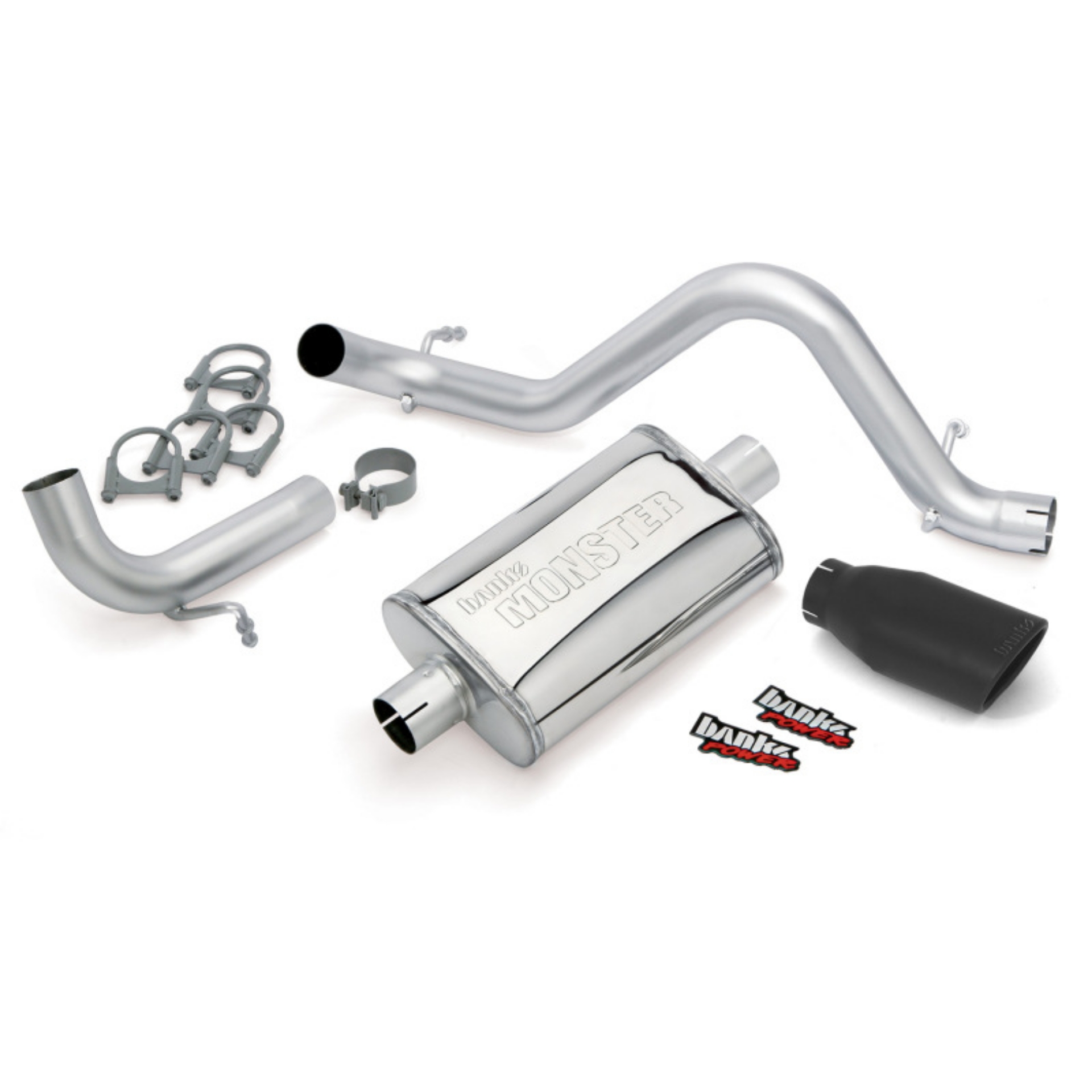Picture of Banks Power 12-15 Jeep 3-6L Wrangler All - 2dr Monster Exh Sys - SS Single Exh w- Black Tip