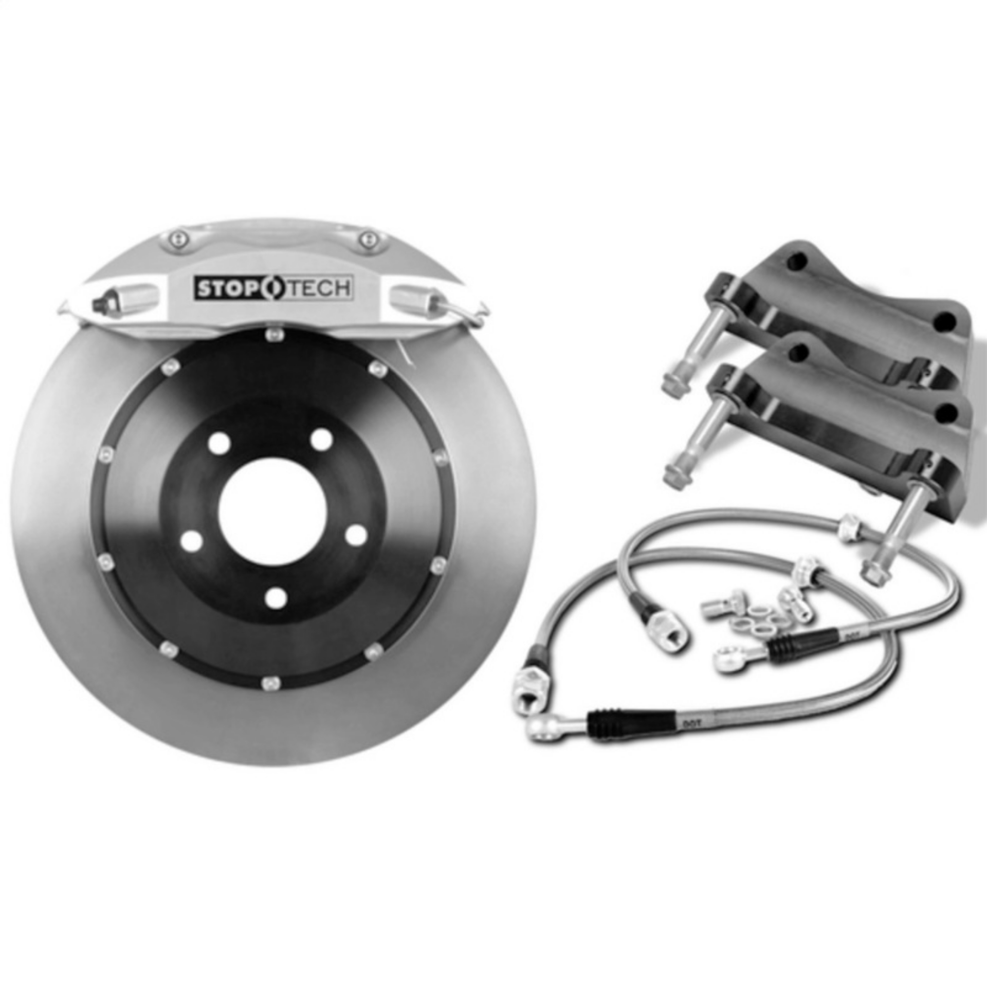 Picture of StopTech BBK 08-11 Audi S5 - 10 S4 Front 355x32 Trophy ST-60 Calipers Slotted Rotors Pads SS Lines
