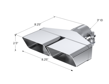 Picture of MBRP Universal Tip 8inx 2-375in ID Rectangle 2-5in O-D- inlet 8-25in length T304