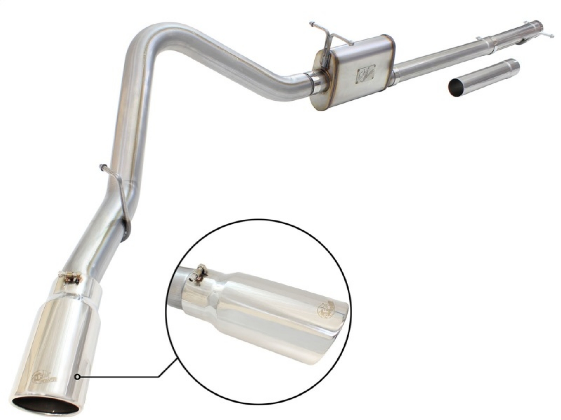 Picture of aFe MACHForce XP Exhaust 3in-3-5in SS Single Side Ext CB w- Polish Tip 99-04 Ford F-250 V8 5-4L-6-8L