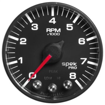 Picture of Autometer Spek-Pro Black 2 1-16 inch 8K RPM Tach w- Shift Light and Peak Memory