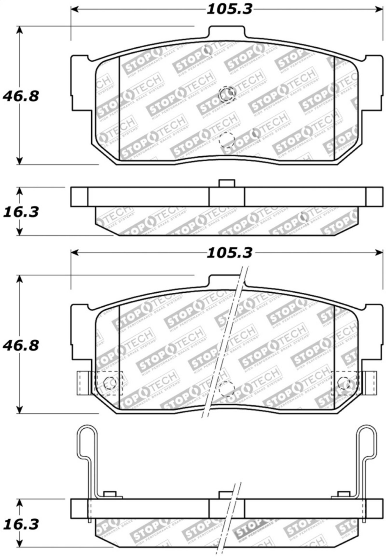 Picture of StopTech Street Touring 91-11-00 Infiniti G20-95-10-00 I30-I35 Rear Brake Pads