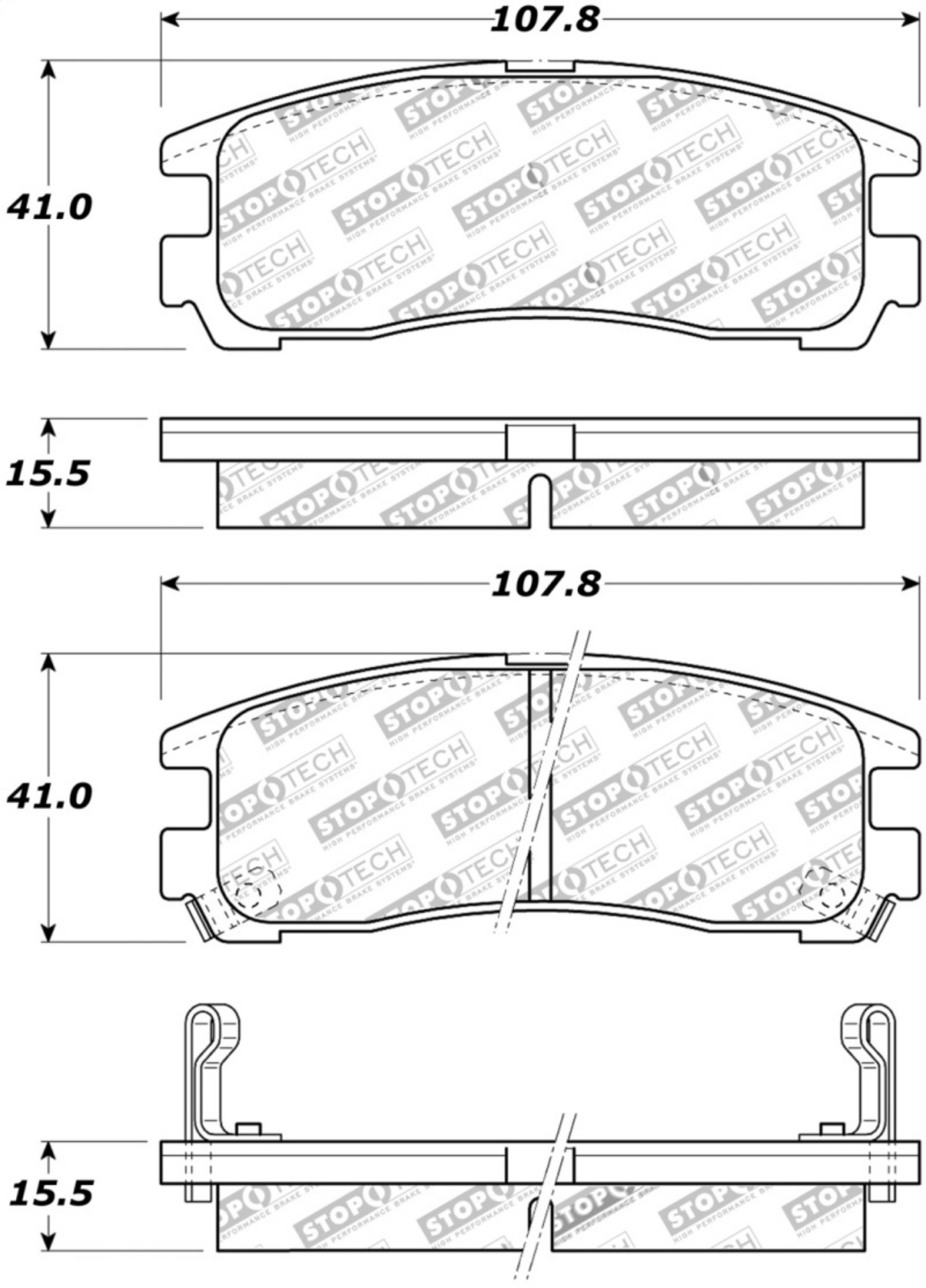 Picture of StopTech Street Touring 4-89-99 Mitsubishi Eclipse GST Rear Brake Pads