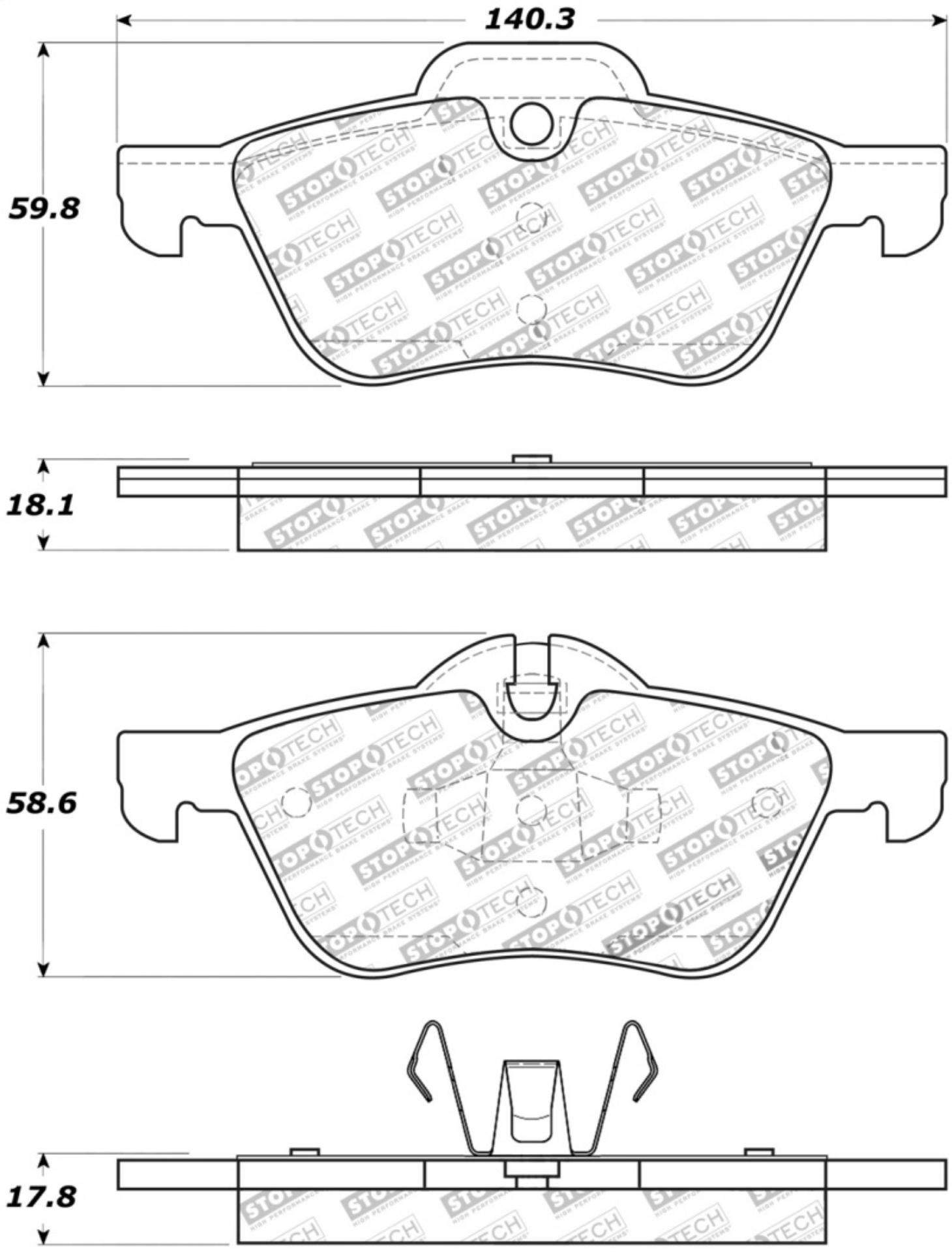Picture of StopTech Street Touring 02-06 Mini Front Brake Pads