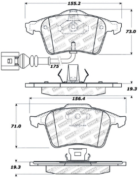 Picture of StopTech Street Touring 08-09 VW Golf R-Golf R32 - Front Brake Pads