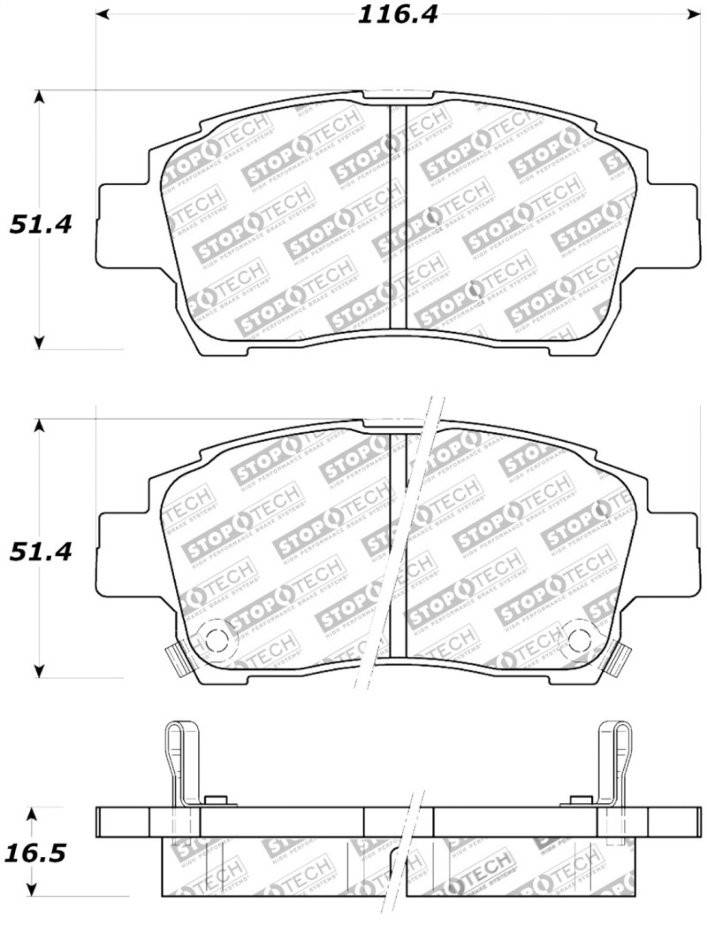 Picture of StopTech Street Touring 00-05 Spyder MR2 - 00 Celica GT Front Brake Pads