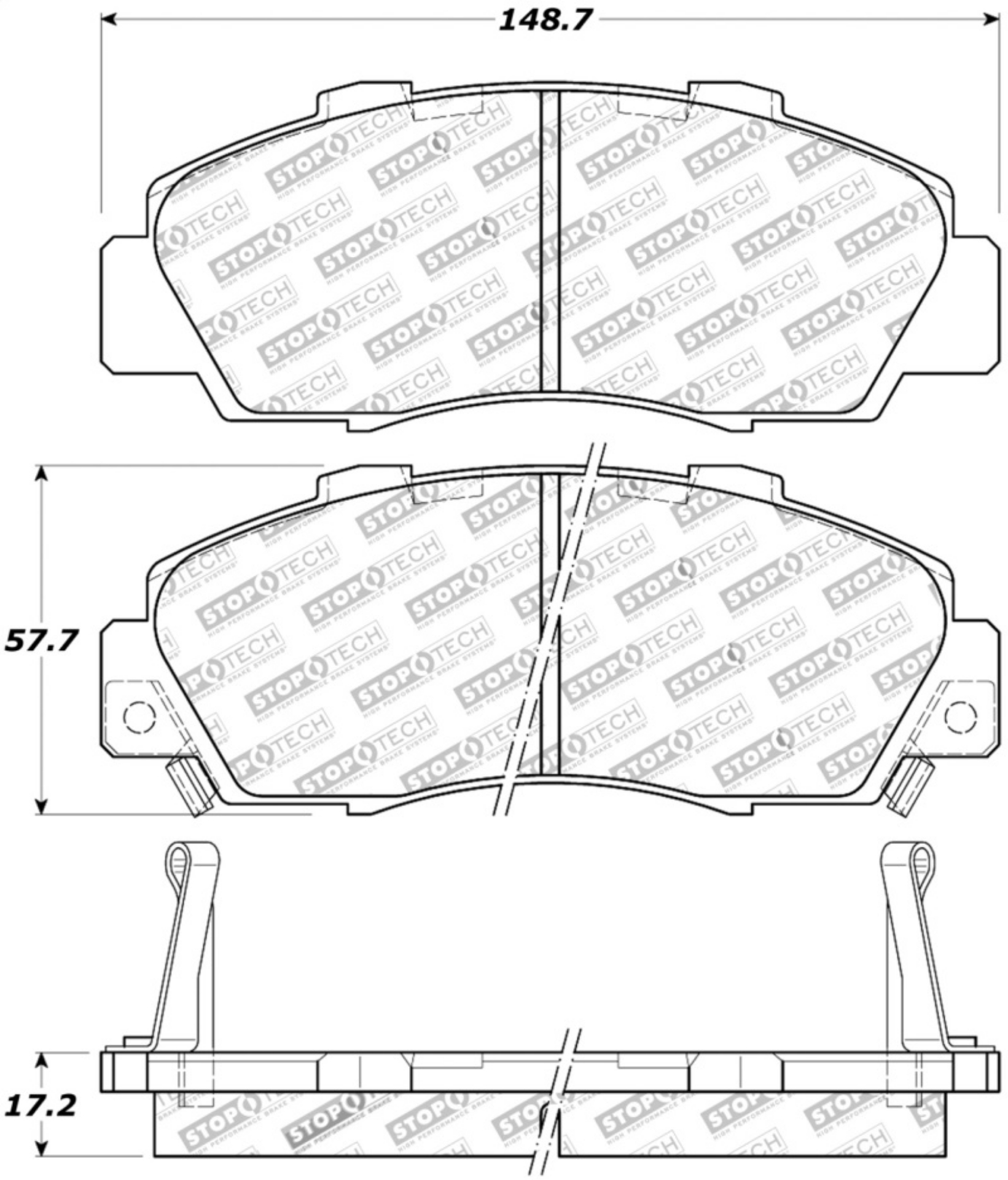 Picture of StopTech Street Touring 97-99 Acura CL- 97-01 Integra Type R-91-95 Legend Front Pads
