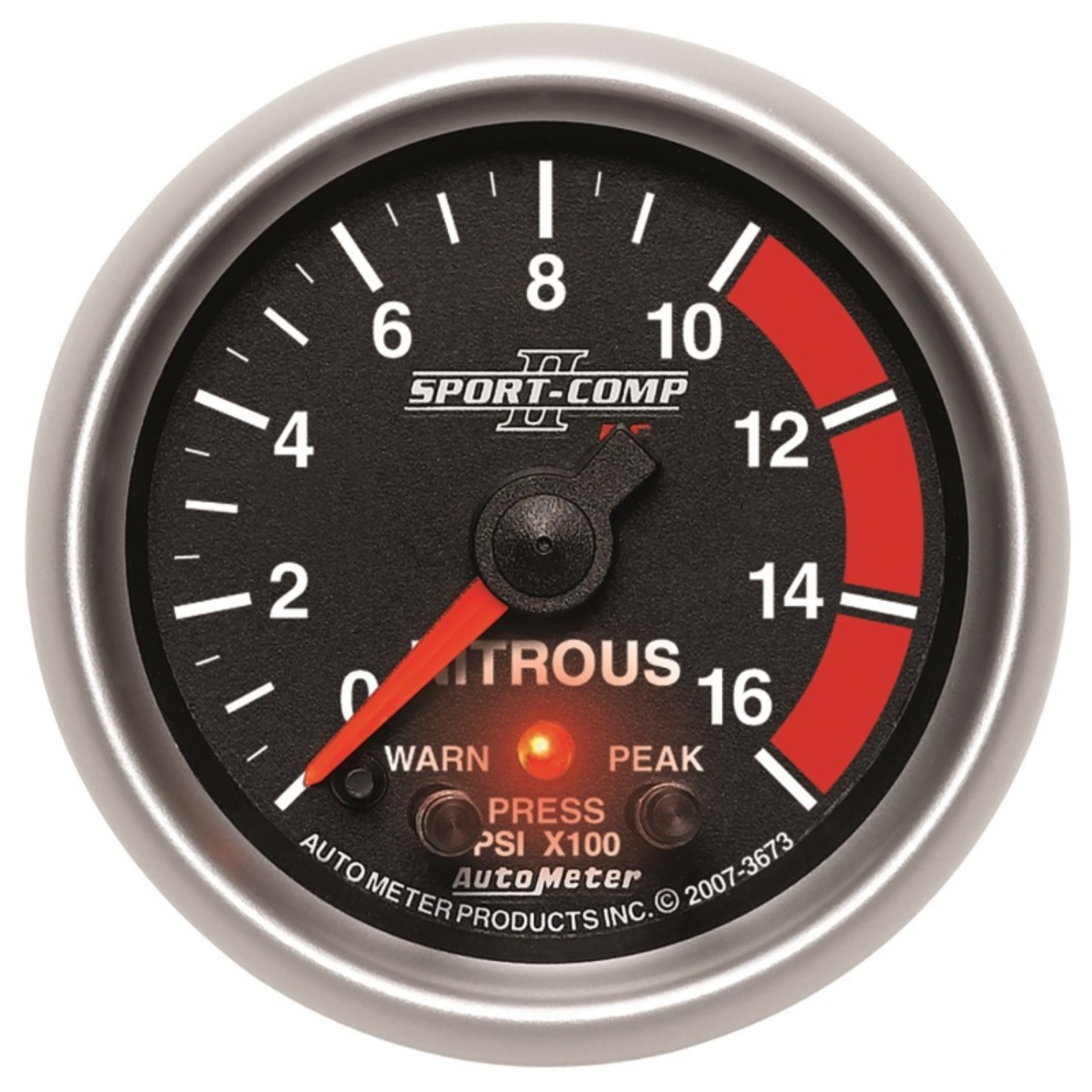 Picture of Autometer Sport-Comp II Pro Control 52mm 1600 PSI Nitrous Pressure Gauge