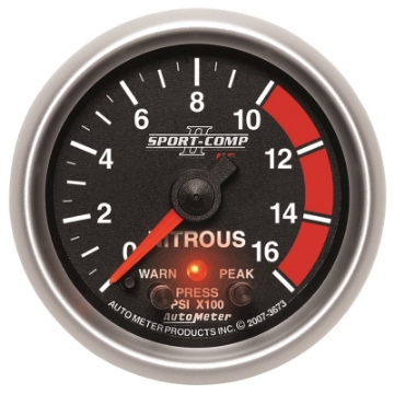 Picture of Autometer Sport-Comp II Pro Control 52mm 1600 PSI Nitrous Pressure Gauge