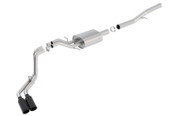 Picture of Borla 14 Silv-Sierra 1500 EC Std-CC Short 143-5in WB S-Type Black Tip Dual Rolled Side Exit CB Exht