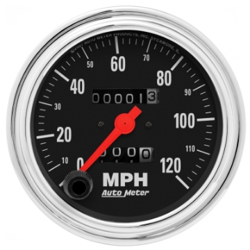 Picture of Autometer Traditional Chrome 3-3-8in 120 MPH In-Dash Full Sweep Mechanical Speedometer