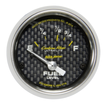 Picture of Autometer Carbon Fiber Gauge Fuel Level 2 1-16in 16e To 158f Elec Carbon Fiber
