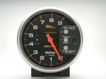 Picture of Autometer Pro-Cycle Gauge Tach 5in 9K Rpm Pedestal W- Rpm Playback Black