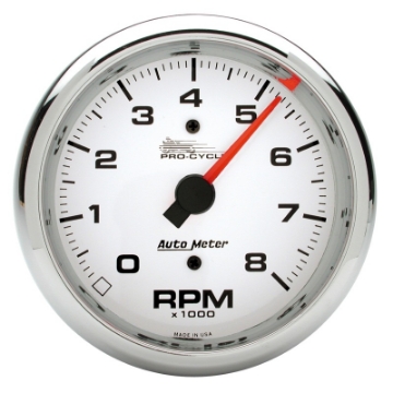Picture of Autometer Pro-Cycle Gauge Tach 3 3-4in 8K Rpm 2&4 Cylinder White