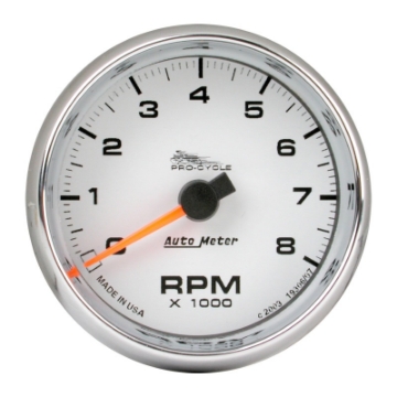 Picture of Autometer Pro-Cycle Gauge Tach 2 5-8in 8K Rpm 2&4 Cylinder White