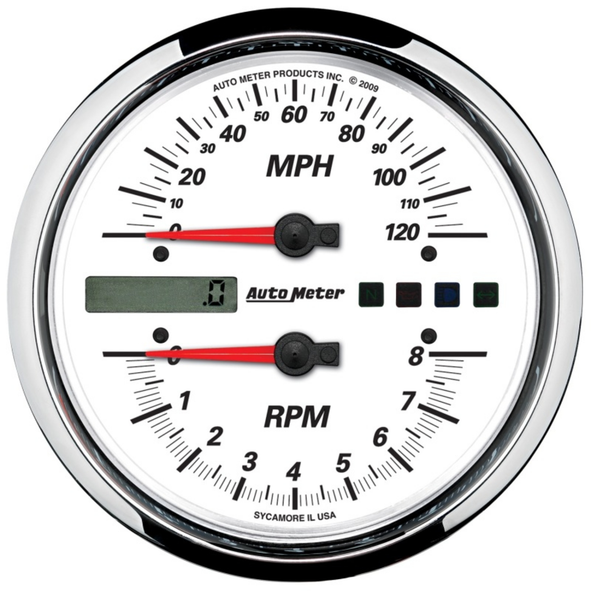 Picture of Autometer Pro-Cycle Gauge Tach-Speedo 4 1-2in 8K Rpm-120 Mph White