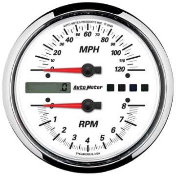 Picture of Autometer Pro-Cycle Gauge Tach-Speedo 4 1-2in 8K Rpm-120 Mph White