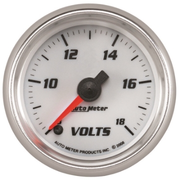 Picture of Autometer Pro-Cycle Gauge Voltmeter 2 1-16in 18V Digital Stepper Motor White