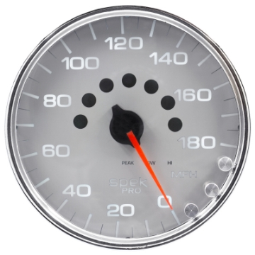 Picture of Autometer Spek-Pro Gauge Speedometer 5in 180 Mph Elec- Programmable Silver-Chrome